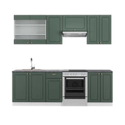 Cucina componibile Fame-Line Verde-oro rustico/Bianco 240 cm, PL Antracite Vicco