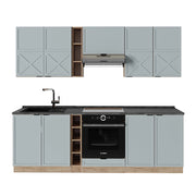 Cucina componibile Fame-Line Blu-grigio chiaro/Rovere dorato 235 cm, PL Antracite Vicco