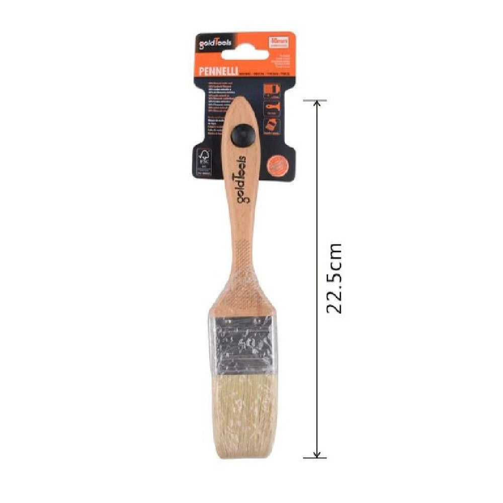Trade Shop - Pennello Piatto 22.5 Cm Con Manico In Legno Setole Morbide Pittura Vernice 90204 -