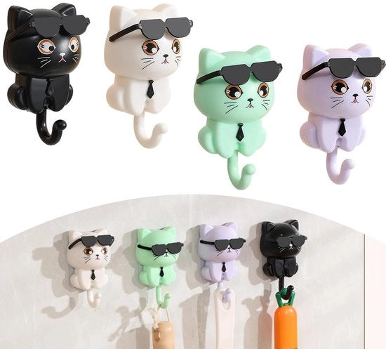 Hanger per abbigliamento 4 pezzi - Spine per parete autoadesive - Spine per animali - Spine per chiavi - Supporto per asciugamani - Plastica 8,4 x 4,5 cm - Spina per parete