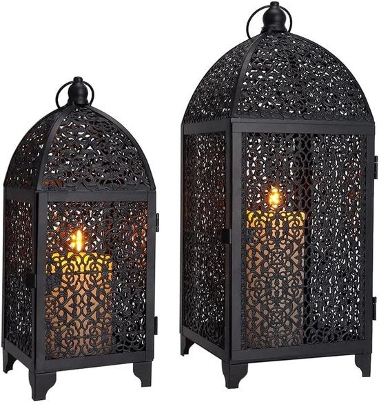Set di Candelabri in Metallo Nero per Ambiente e Giardino, Feste Interno