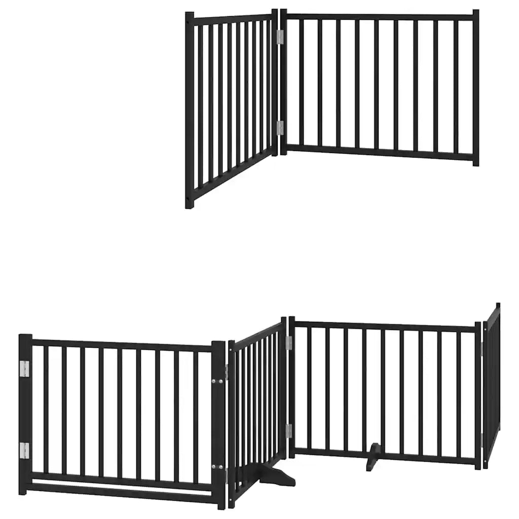 Cancello per Cani Porta Pieghevole Nero 6 Pannelli 480cm Pioppo CFW1278242