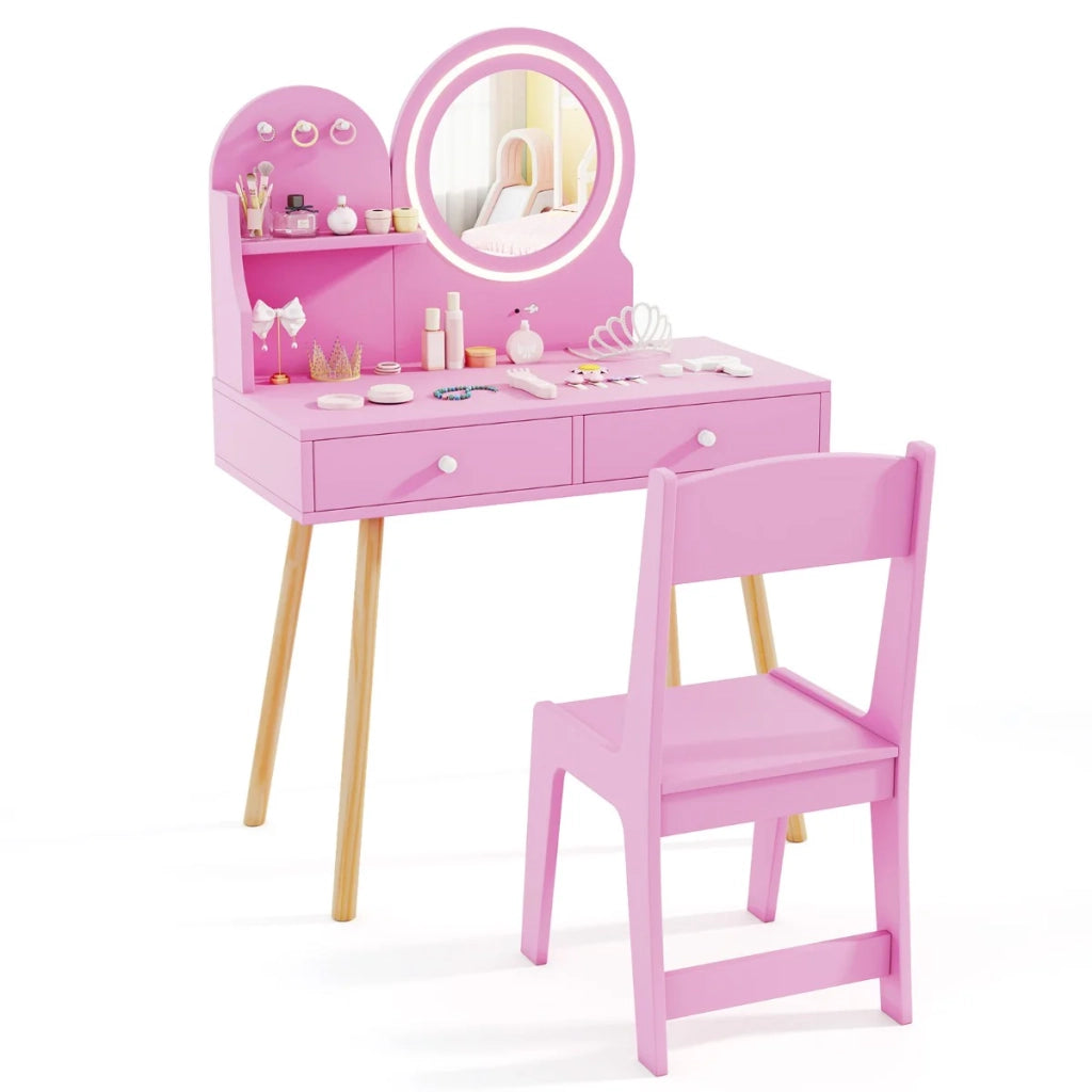 Set da toeletta per bambini dimensioni 70 x 34 x 101 cm sicuro ampio spazio di archiviazione stile principessa MDF rosa 20_0019309