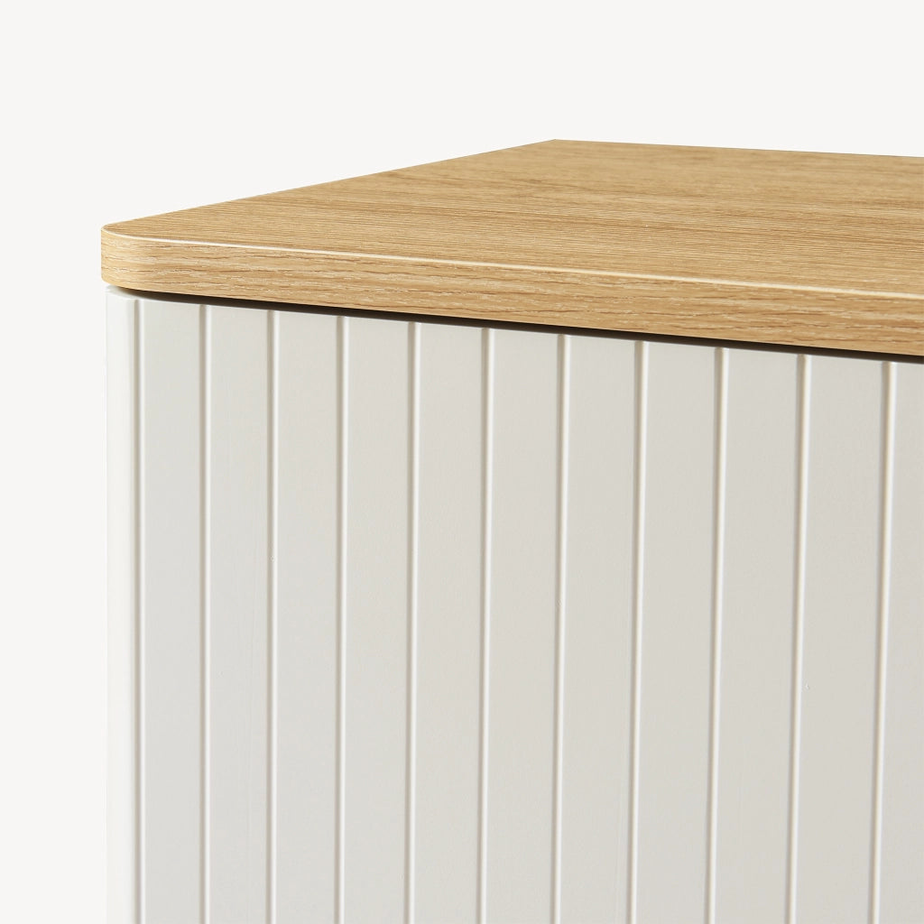 Comodino Ferrersp Mobile Contenitore con Anta 50 x 40 x 40 cm - Effetto Rovere / Avena Oatmeal [en.casa]