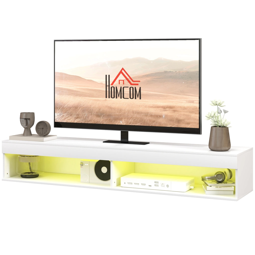 Mobile TV a parete con illuminazione LED ¨C zephmum ¨C bianco 180x40x30 cm