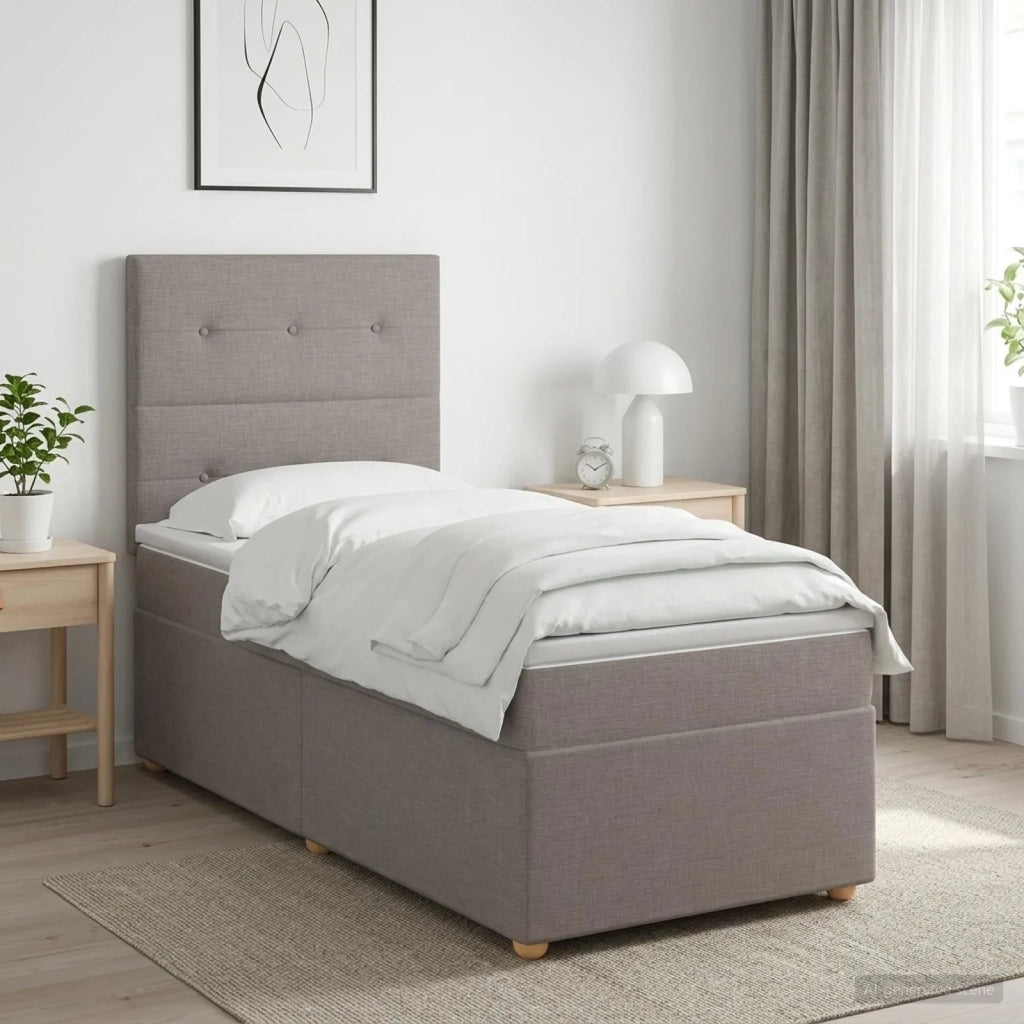 Letto box spring con materasso Tortora 80 x 200 cm Tessuto 3455221
