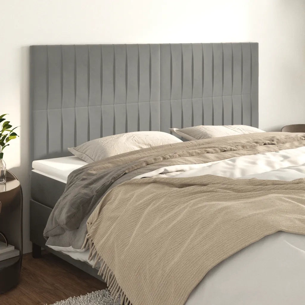 Testiera | Testata Grigio Chiaro 180x5x118/128 cm Velluto