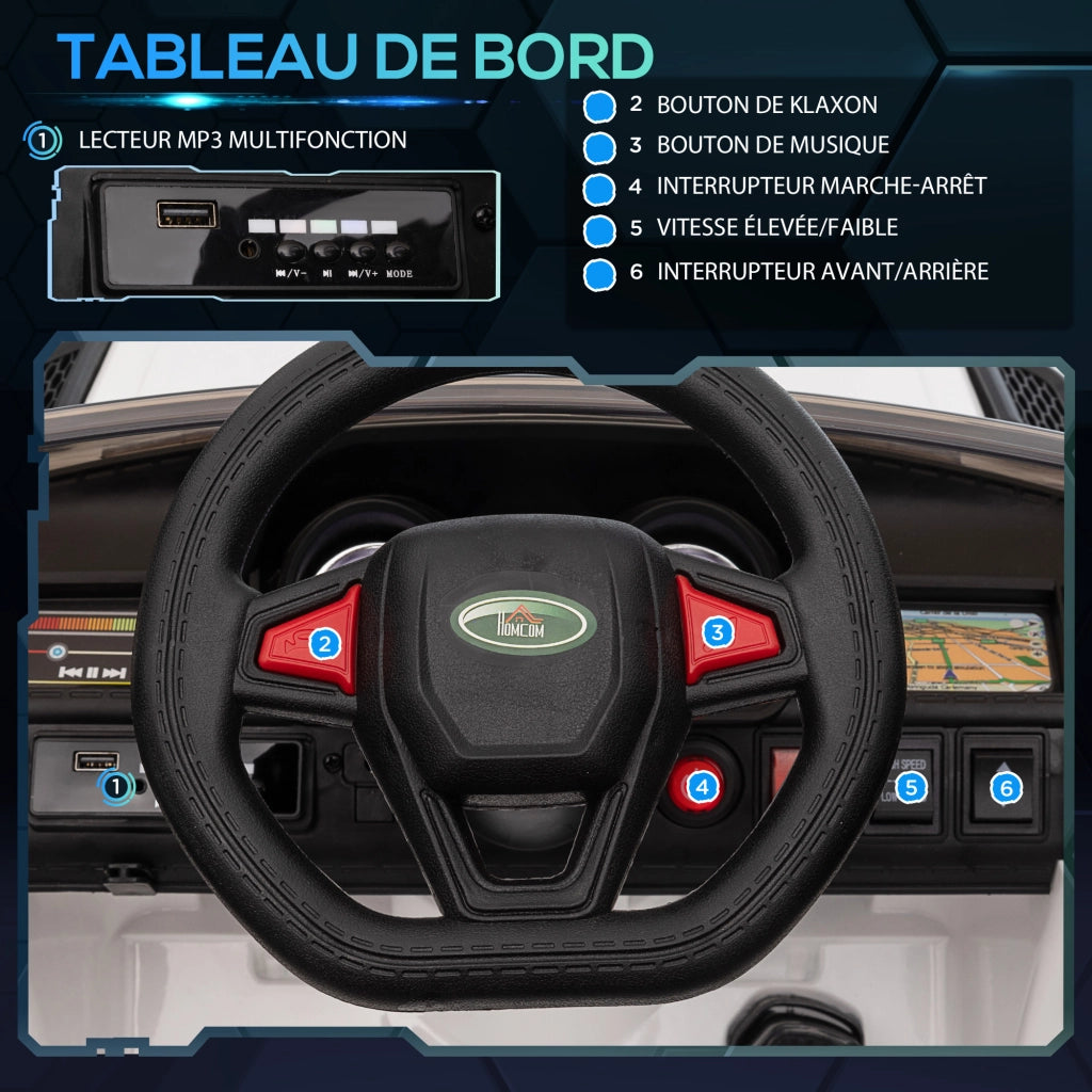 Auto elettrica per bambini ¨C zephmum ¨C bianco, 12V, doppio motore