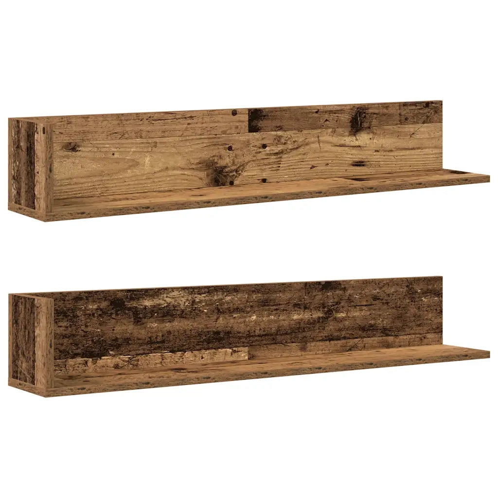 Mensole da Parete 2pz Legno Vecchio 100x16,5x16,5 cm Truciolato 860047
