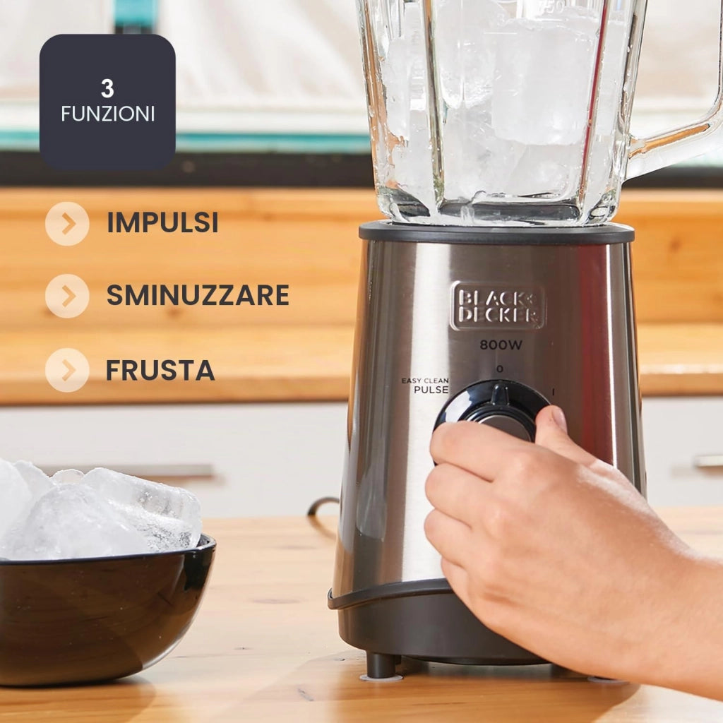 Frullatore BXJB800E 800 W con Caraffa in Vetro 1 5 L Black+Decker