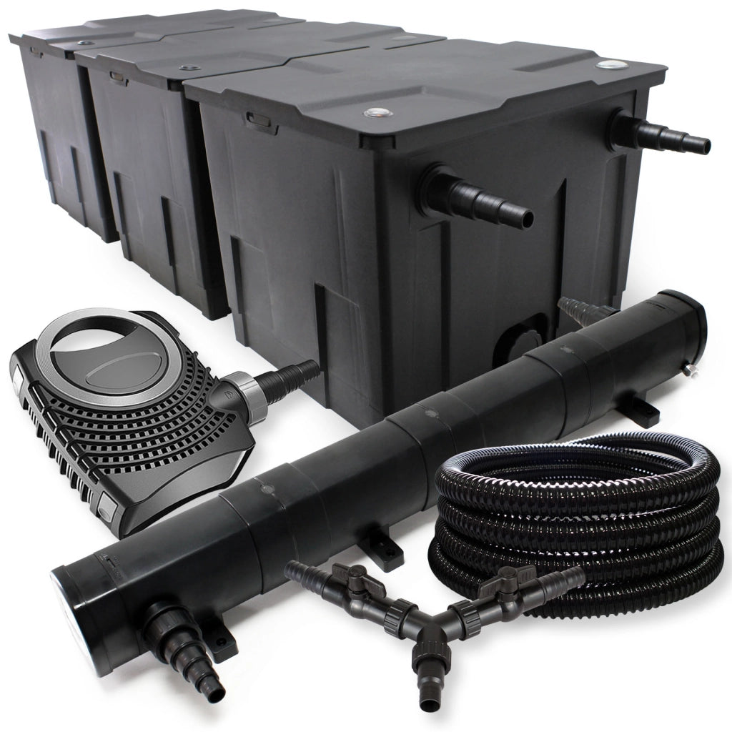 Set Filtro 90000l Chiarificatore laghetto 72W Pompa NEO8000 70W Tubo 25m
