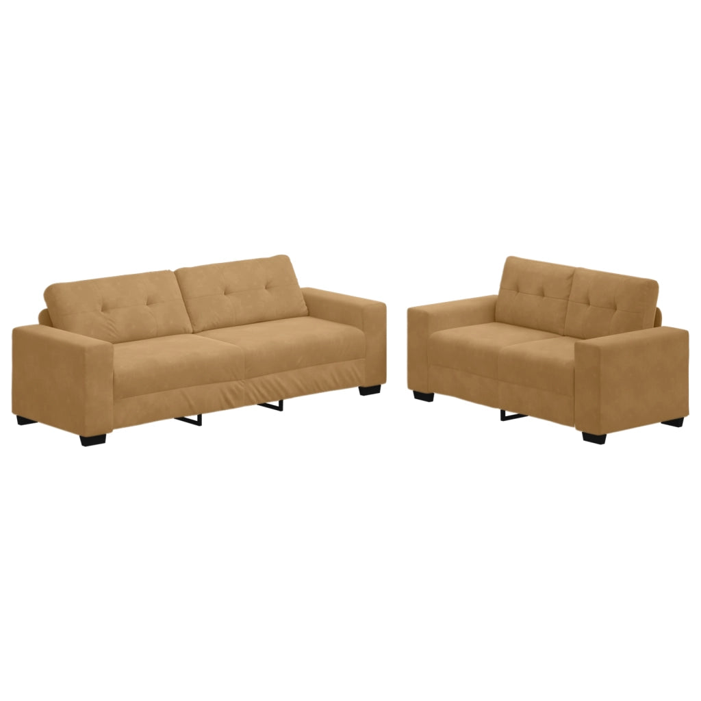 Set di Divani a 2 Pezzi con Cuscini in Velour Marrone