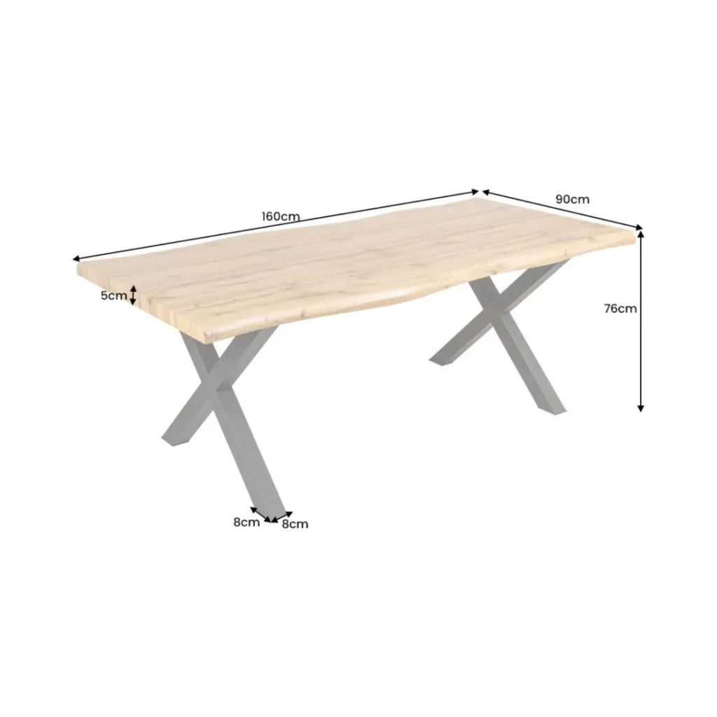 Tavolo da pranzo RIVET 160 cm in legno chiaro e metallo nero