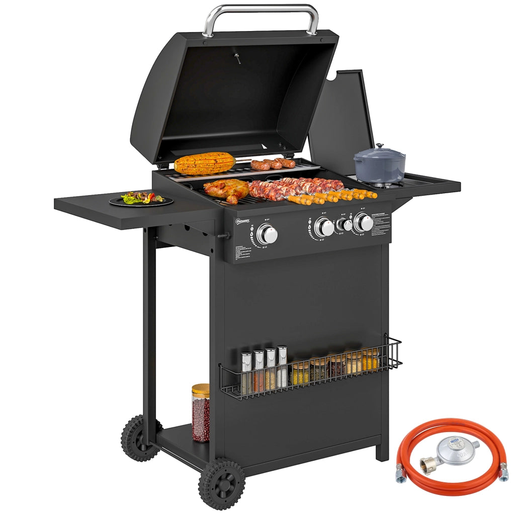 Barbecue a Gas con Bruciatori e Tavolino ¨C zephmum ¨C Nero