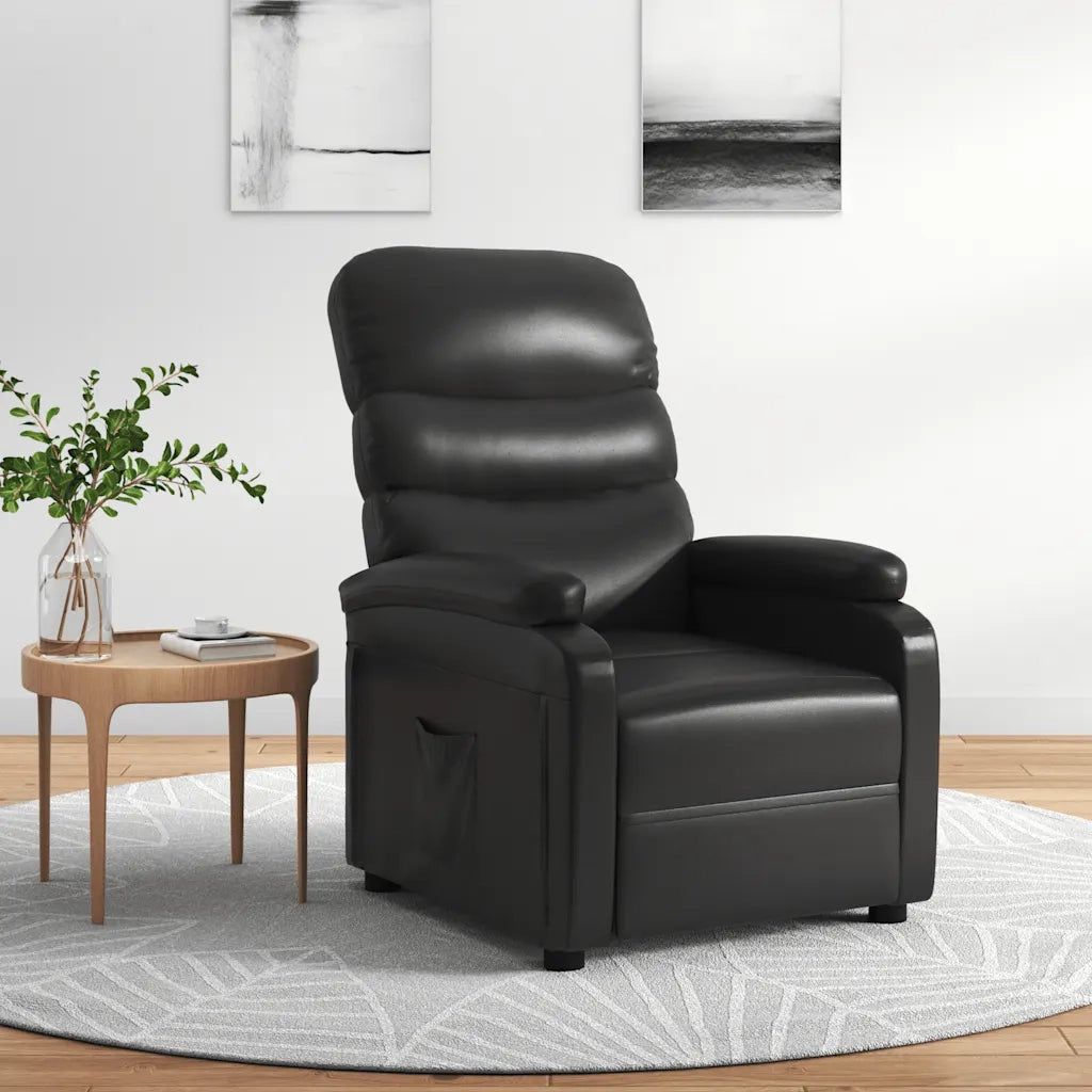 Divano Sedia-Poltrona Reclinabile Nera in Similpelle 582023