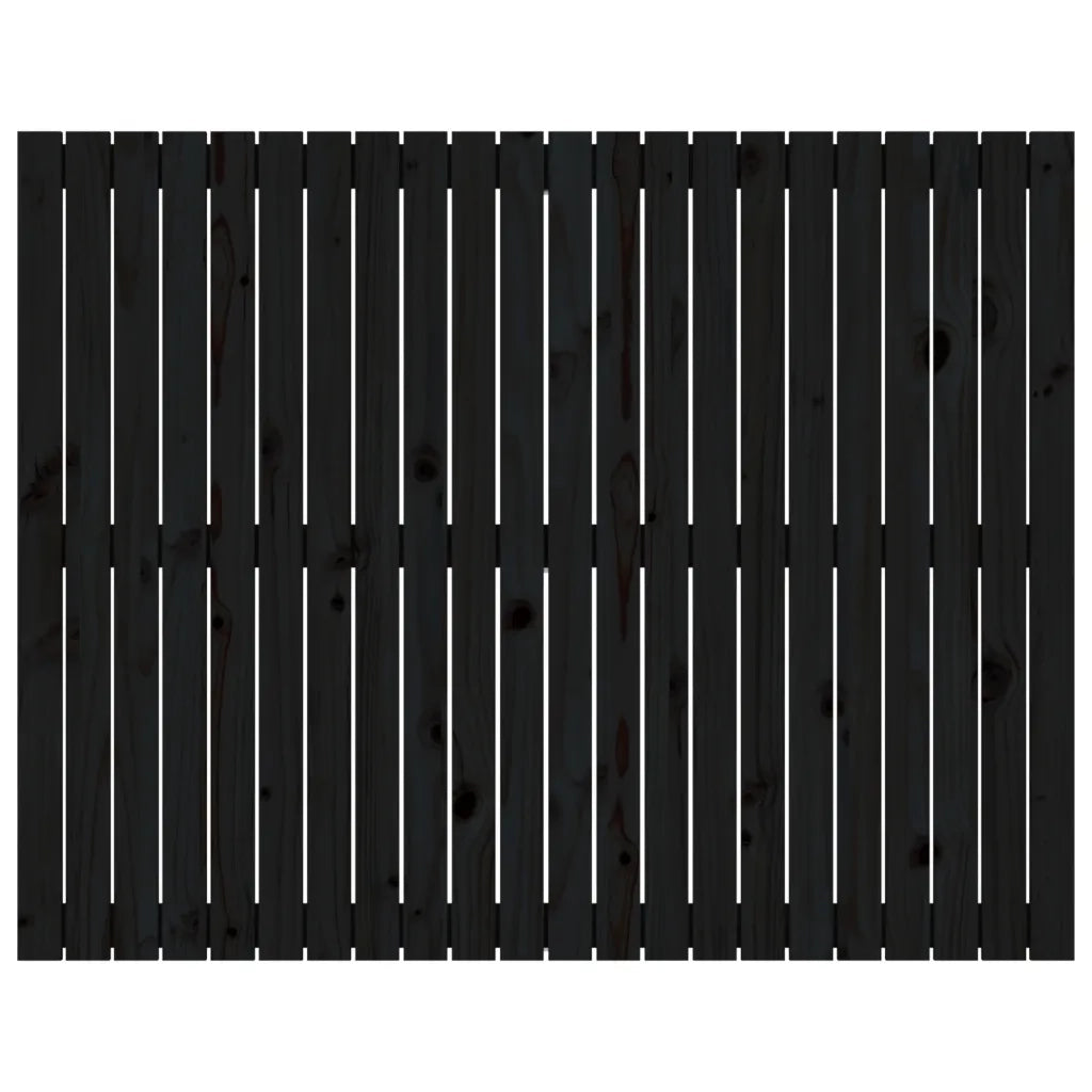 Testiera da Parete Nera 140x3x110 cm in Legno Massello di Pino