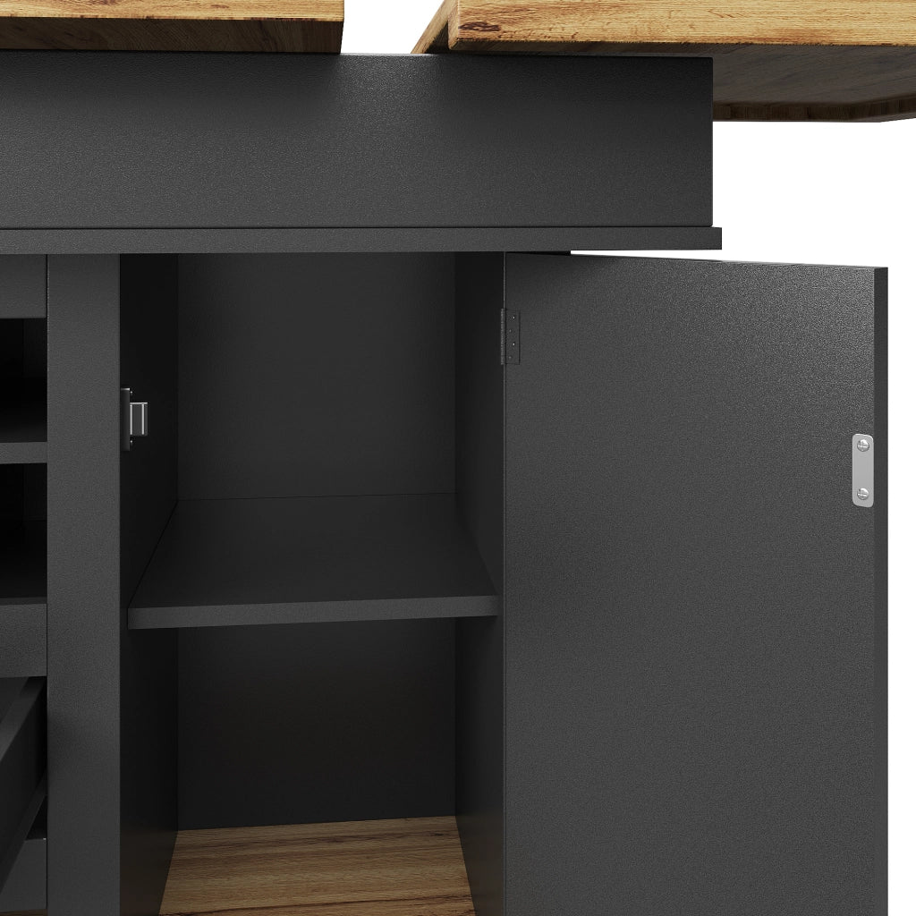 TAVOLO Allungabile 110-140x80x75 cm MDF Nero/Naturale