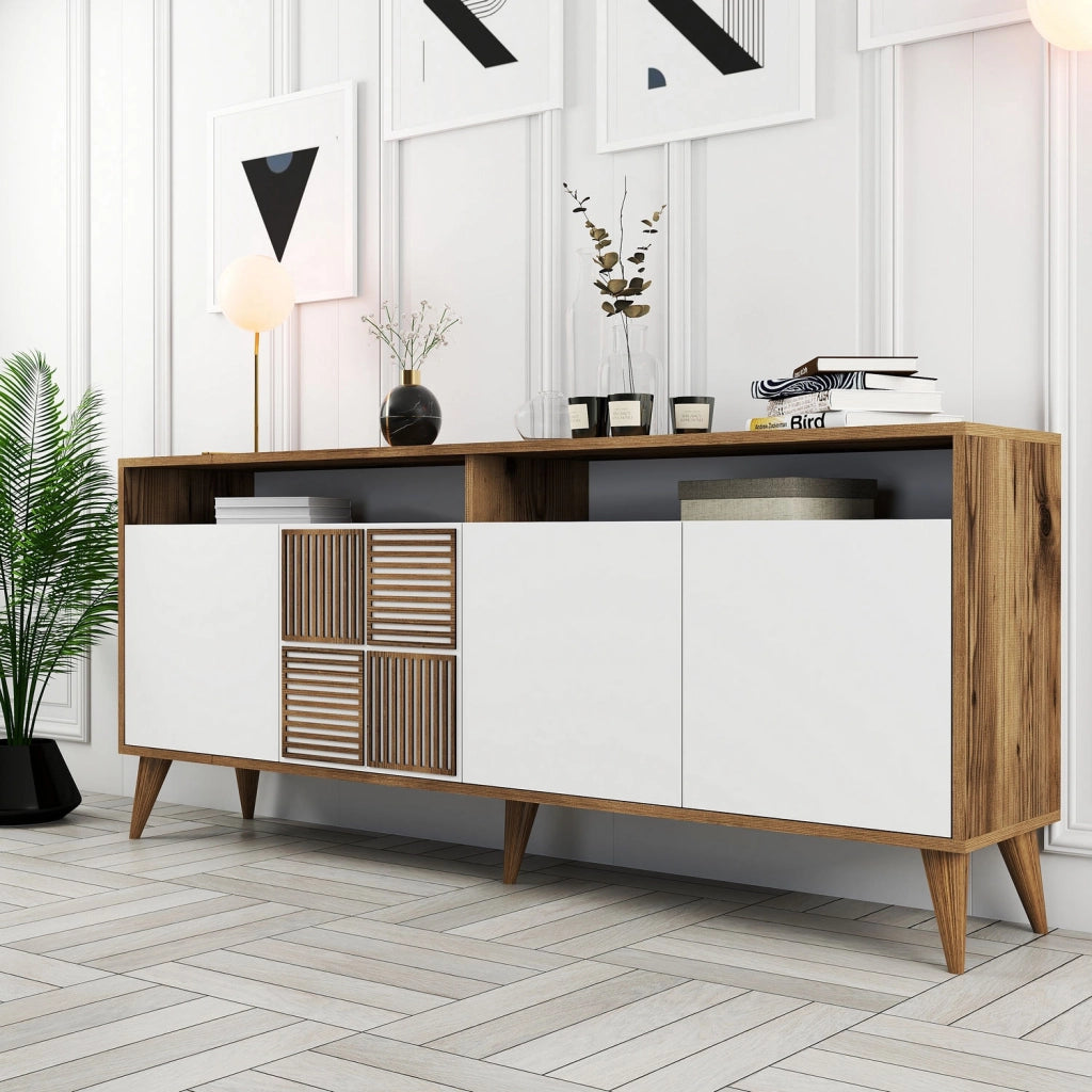 Credenza in legno "Milano" - 180 x 35 x 78 cm - Bianco