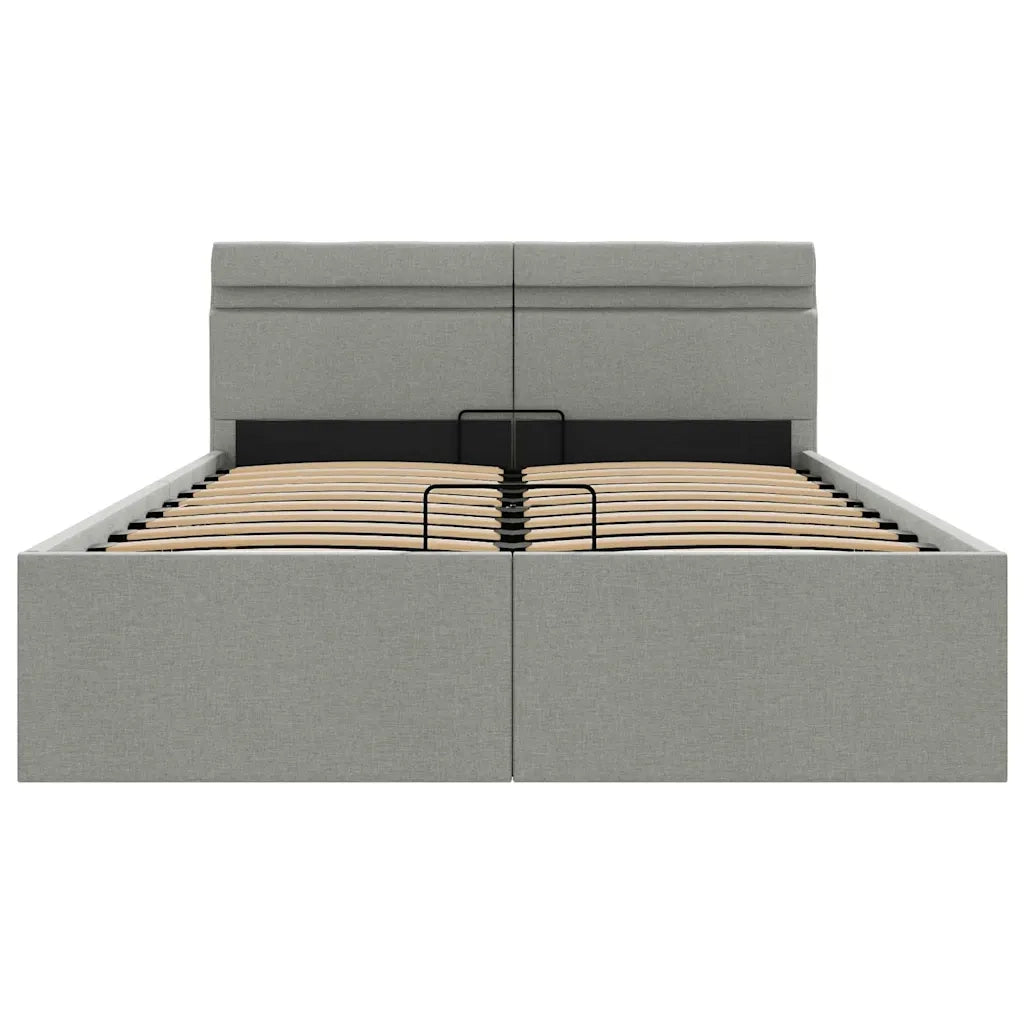 Giroletto con Contenitore e LED Grigio Chiaro Tessuto 120x200cm