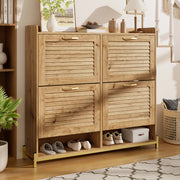 Scarpiera salvaspazio con 4 ante; 108;5 x 24 x 100 cm; in MDF effetto legno con base in metallo
