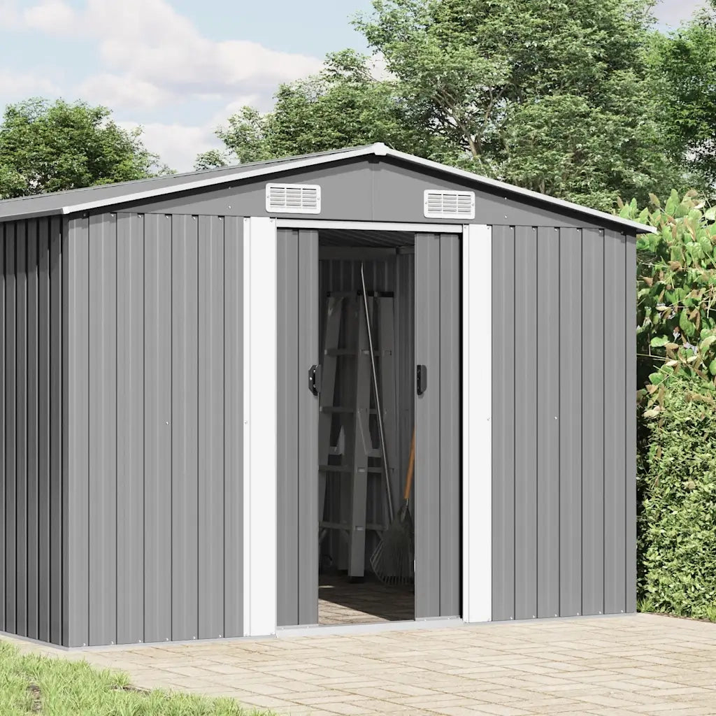 Casetta da Giardino 257x489x181 cm in Metallo Grigio 143349