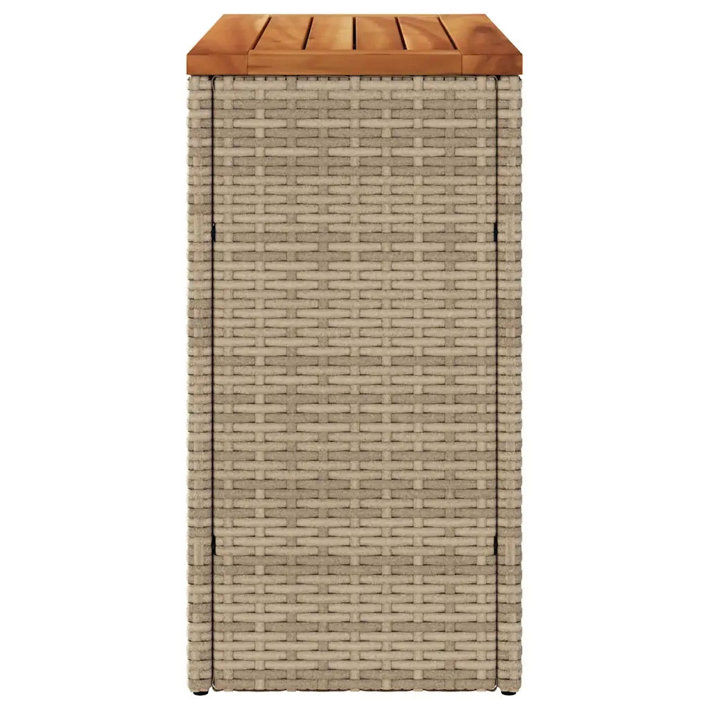 Tavolo da Giardino Piano in Legno Beige 58x27,5x55cm Polyrattan 366072