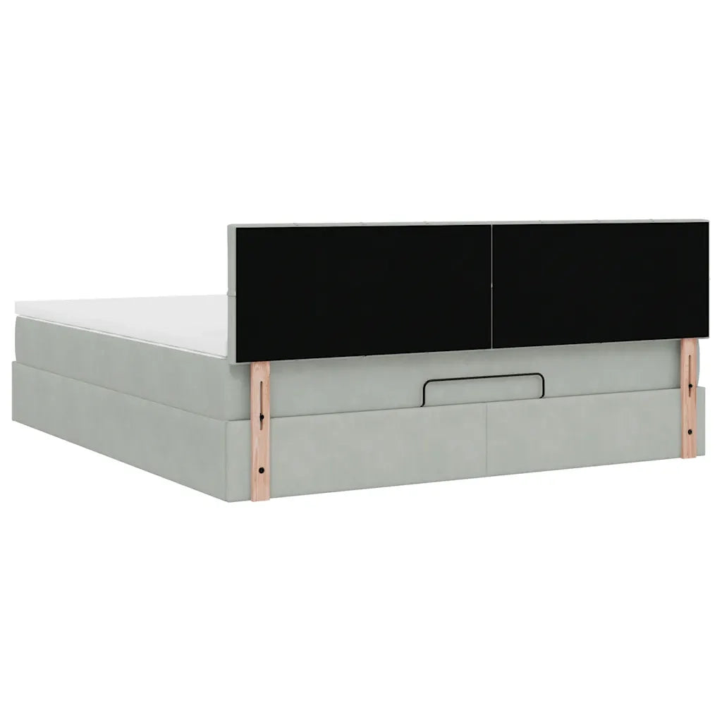 Struttura Letto Pouf con Materasso 160x200 cm in Velluto