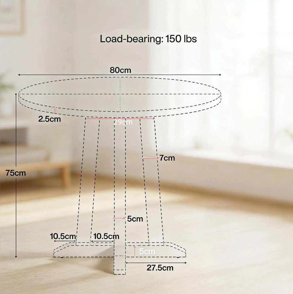 Tavolo da pranzo rotondo 80 cm in legno marrone