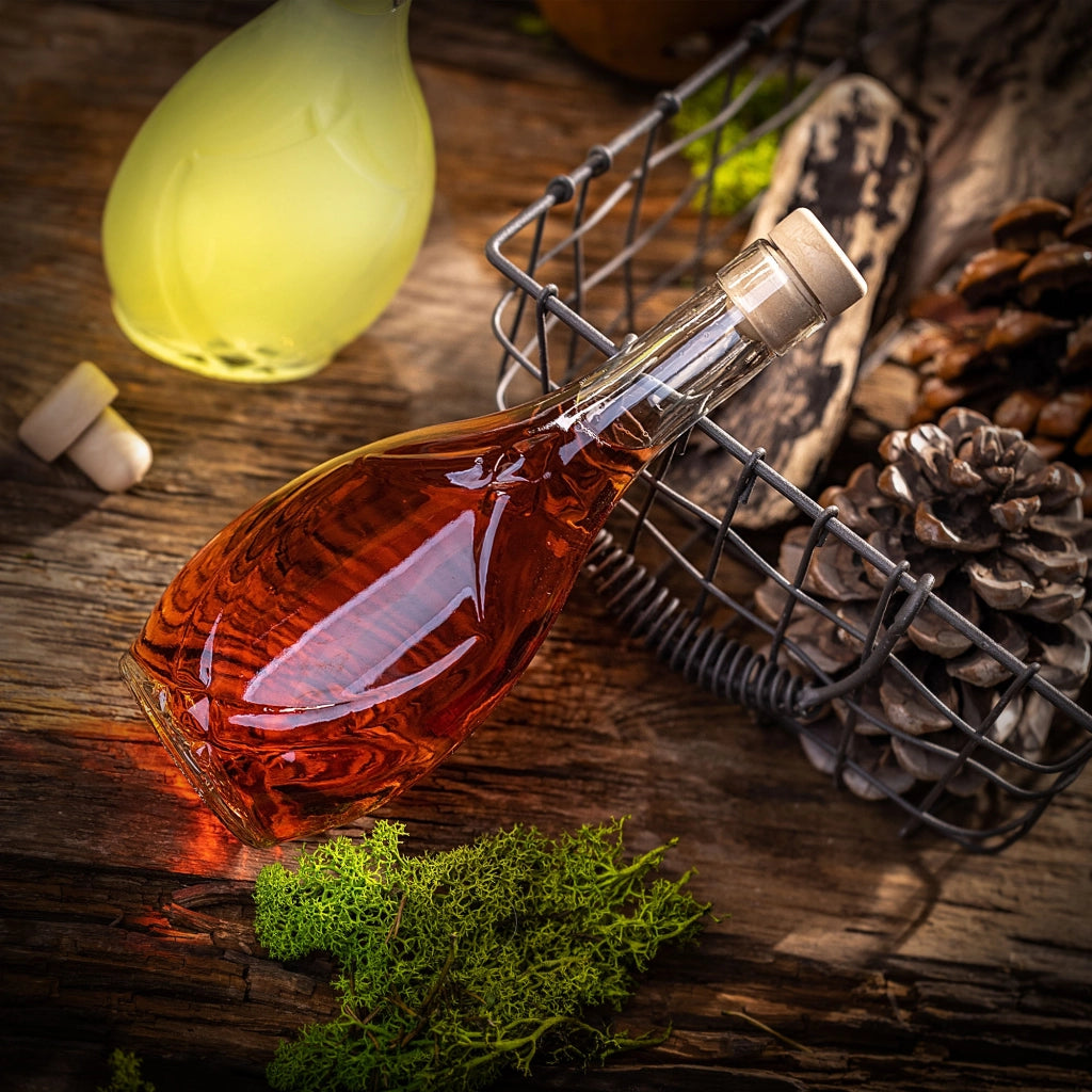 KADAX 10 bottiglie di vetro Icona da 250 ml per vino, liquori, distillati, alcolici, succhi di frutta + tappi di sughero