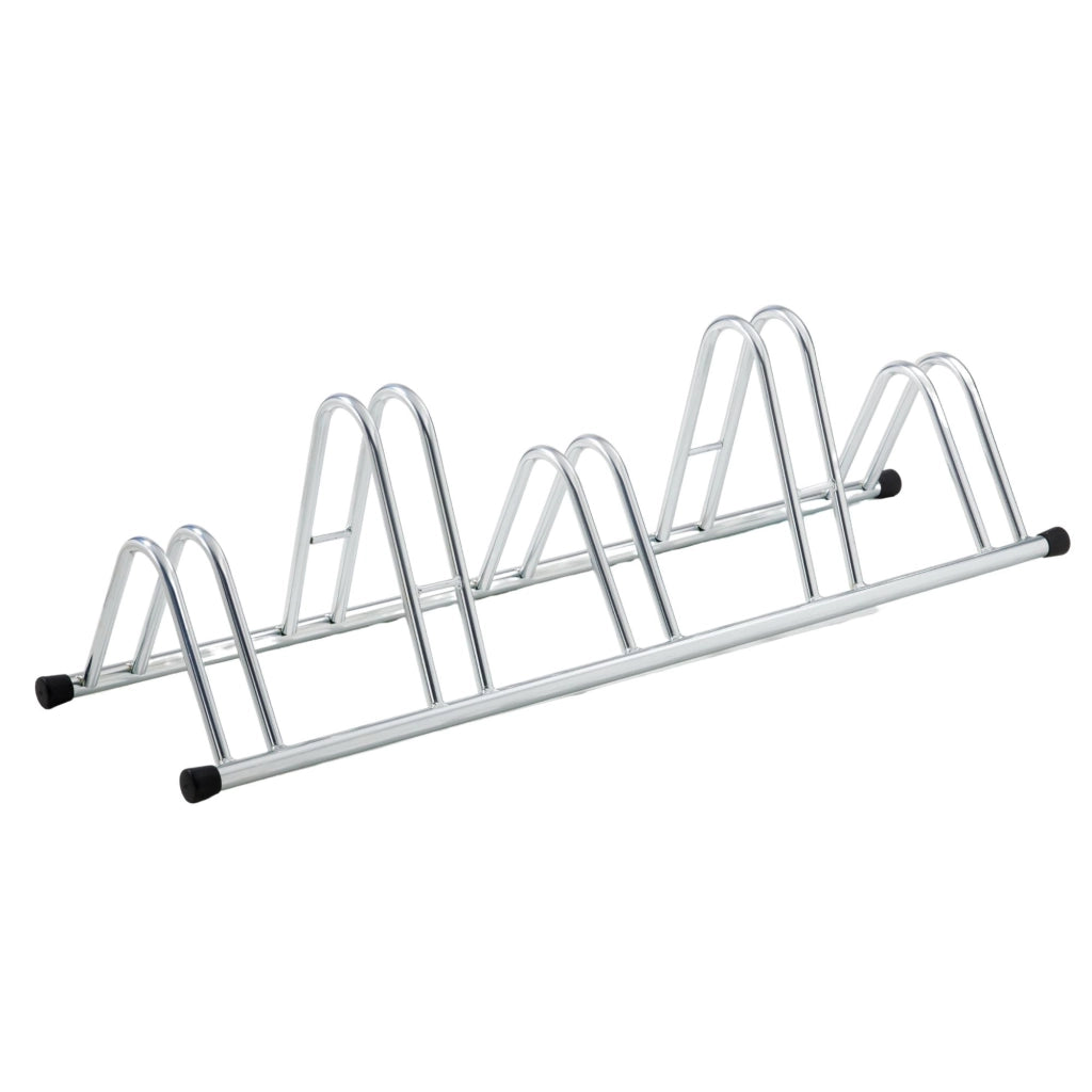 Andrys Rastrelliera Bici 5 Posti Alto/Basso Ruote 6cm Zincato Argento