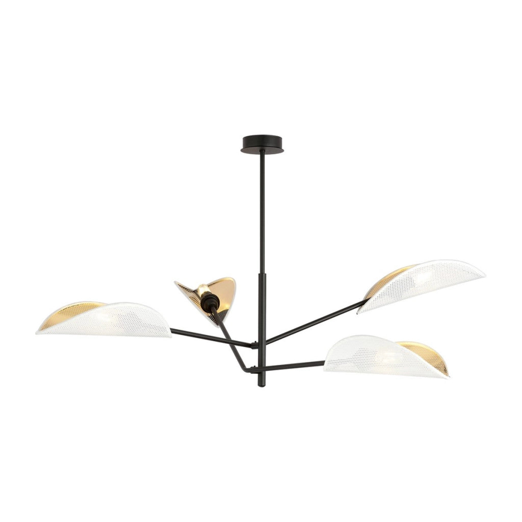 Lampada a sospensione Vene con paralumi a foglia bianco e oro