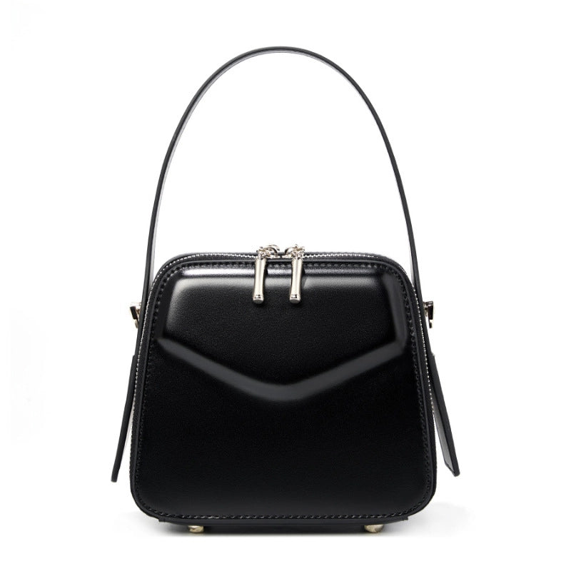 Borsa a tracolla da donna in vera pelle nera