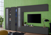 Parete Attrezzata Soggiorno 340x30x180 cm Maruska n°6 Grigio Antracite Opaco