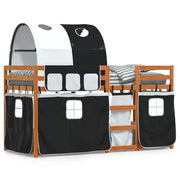 Letto singolo | Letto per adulti | Letto a Castello senza Materasso Bianco e Nero 80x200cm in Pino