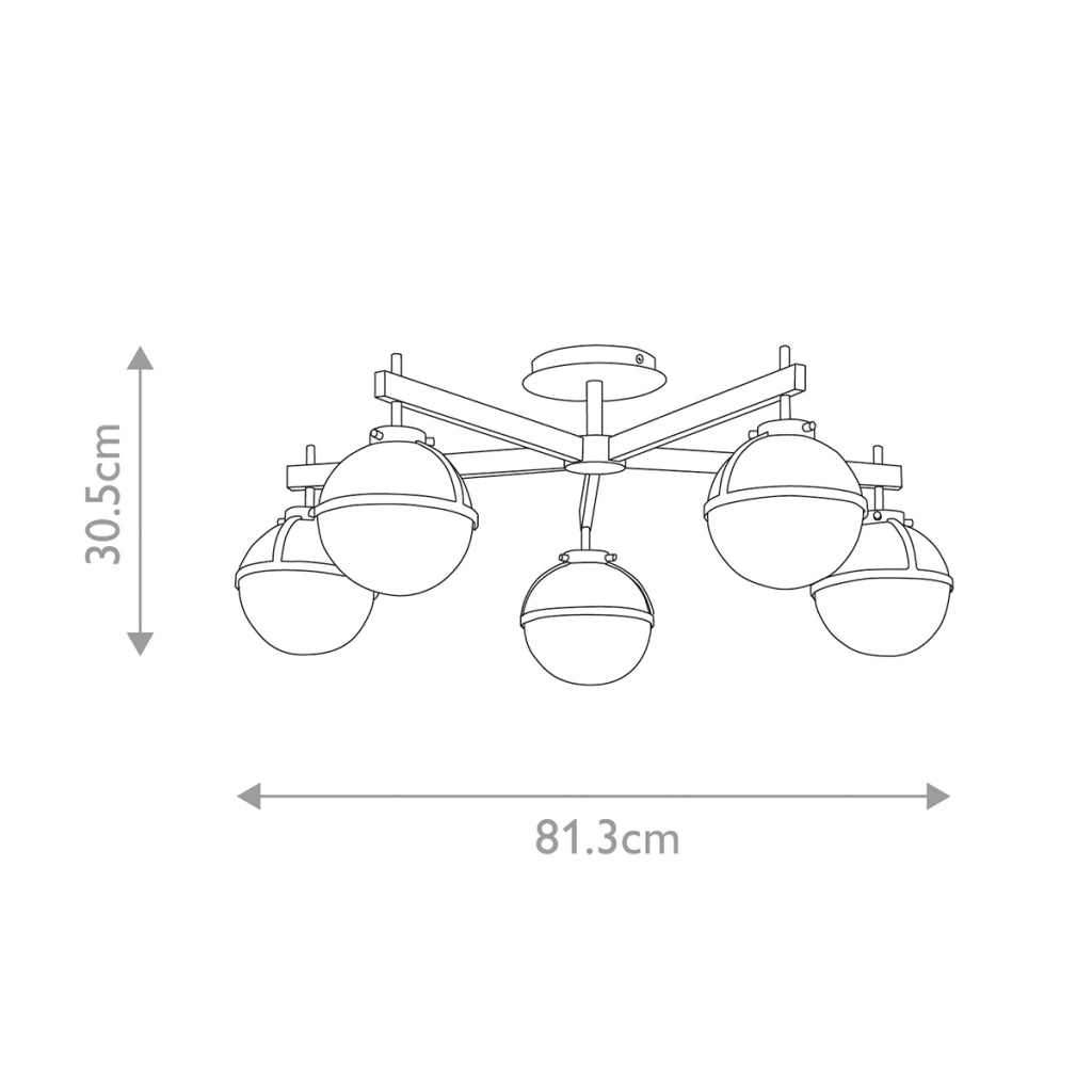Lampada sospesa Hinkley Hollis nera Ø81cm 5xE14 IP44