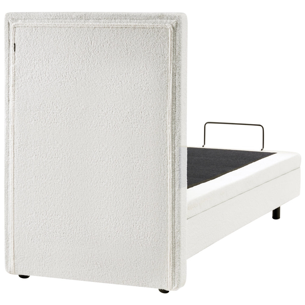 Letto singolo Tessuto bianco sporco regolabile Elettricamente con Telecomando 80 x 200 cm camera da letto cameretta