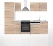 Cucina componibile Optima, Sonoma/Bianco, 270 cm senza piano di lavoro, adatto per disposizione e ampliamento personalizzati