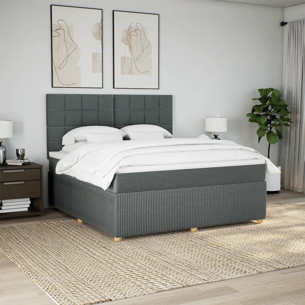 Giroletto a Molle con Materasso Grigio Scuro 180x200 cm Tessuto