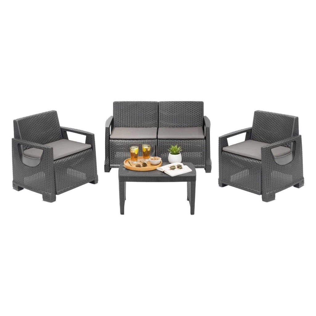 Salottino Outdoor Covo, set Salotto da Esterno 4 Posti Made in Italy, Grigio Antracite