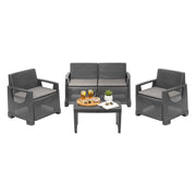 Salottino Outdoor Covo, set Salotto da Esterno 4 Posti Made in Italy, Grigio Antracite