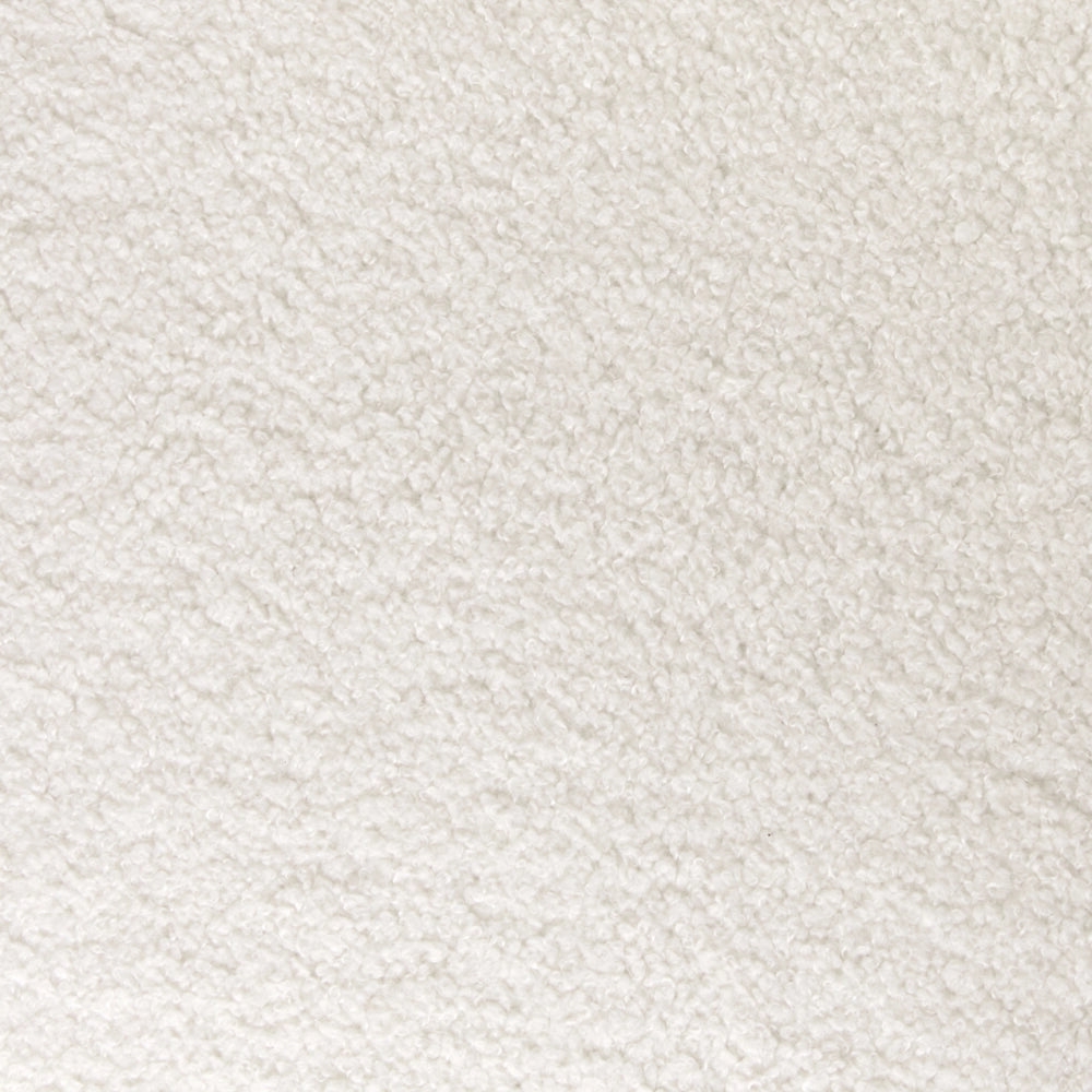 Poltrona Bianco Poliestere Tessuto Boucle Rivestimento Design Retrò Struttura in legno Braccioli Soggiorno