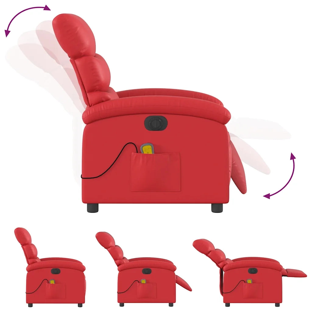 Divano Sedia-Poltrona Massaggio Elettrica Reclinabile Rosso Similpelle 562156