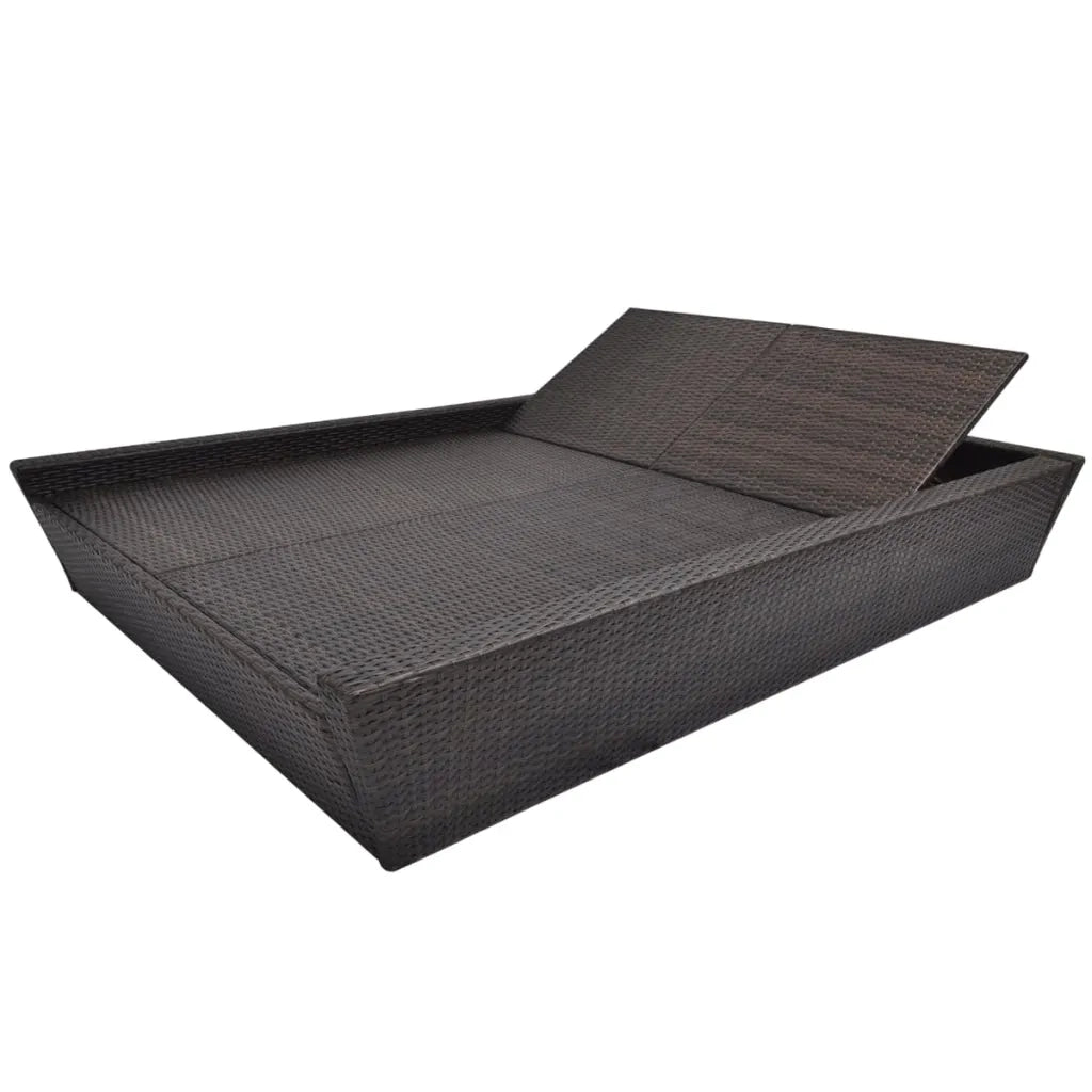 Lettino Prendisole da Giardino con Cuscino Polyrattan Marrone cod mxl 77543