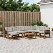 Set di divani da esterno 9 pz Naturale e Grigio chiaro 3382159
