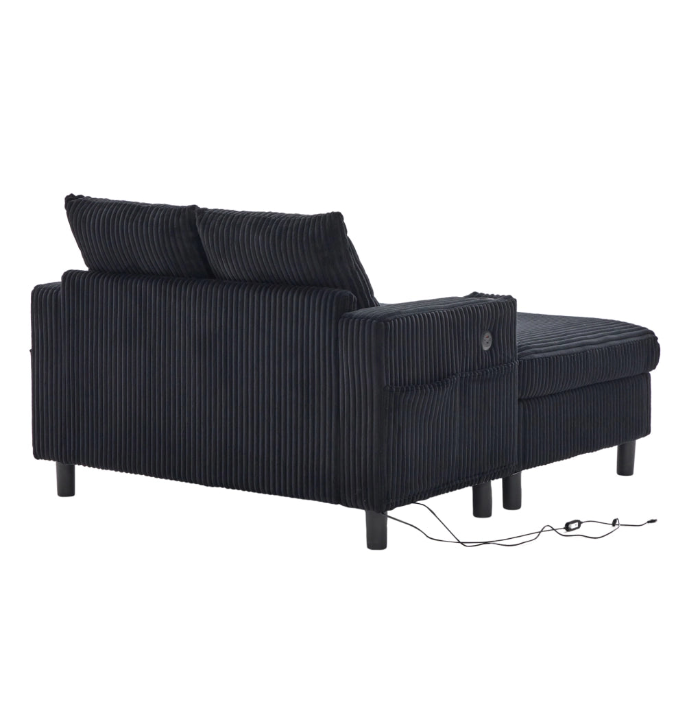 Poltrona relax oversize in velluto a coste con LED e USB