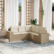 Set Divano da Giardino 5 pz con Cuscini Beige in Polyrattancod mxl 88435