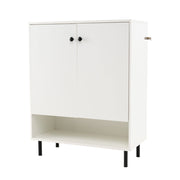 Madia buffet con ripiano regolabile e kit anti-ribaltamento-Armadio da cucina a 2 ante per sala da pranzo e soggiorno Bianco