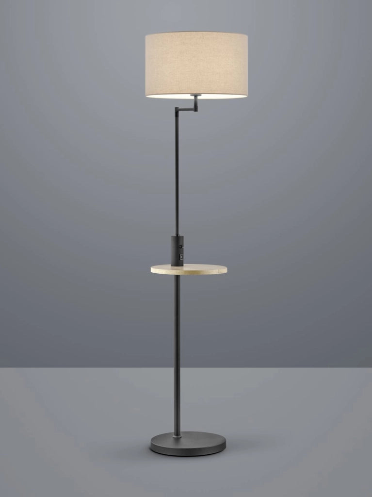 CLAAS PIANTANA NERA CON SNODO, MENSOLA E ATTACCO USB X RICARA SMARTHPONE E TABLET H. 160CM  1 LUCE ATTACCO E27