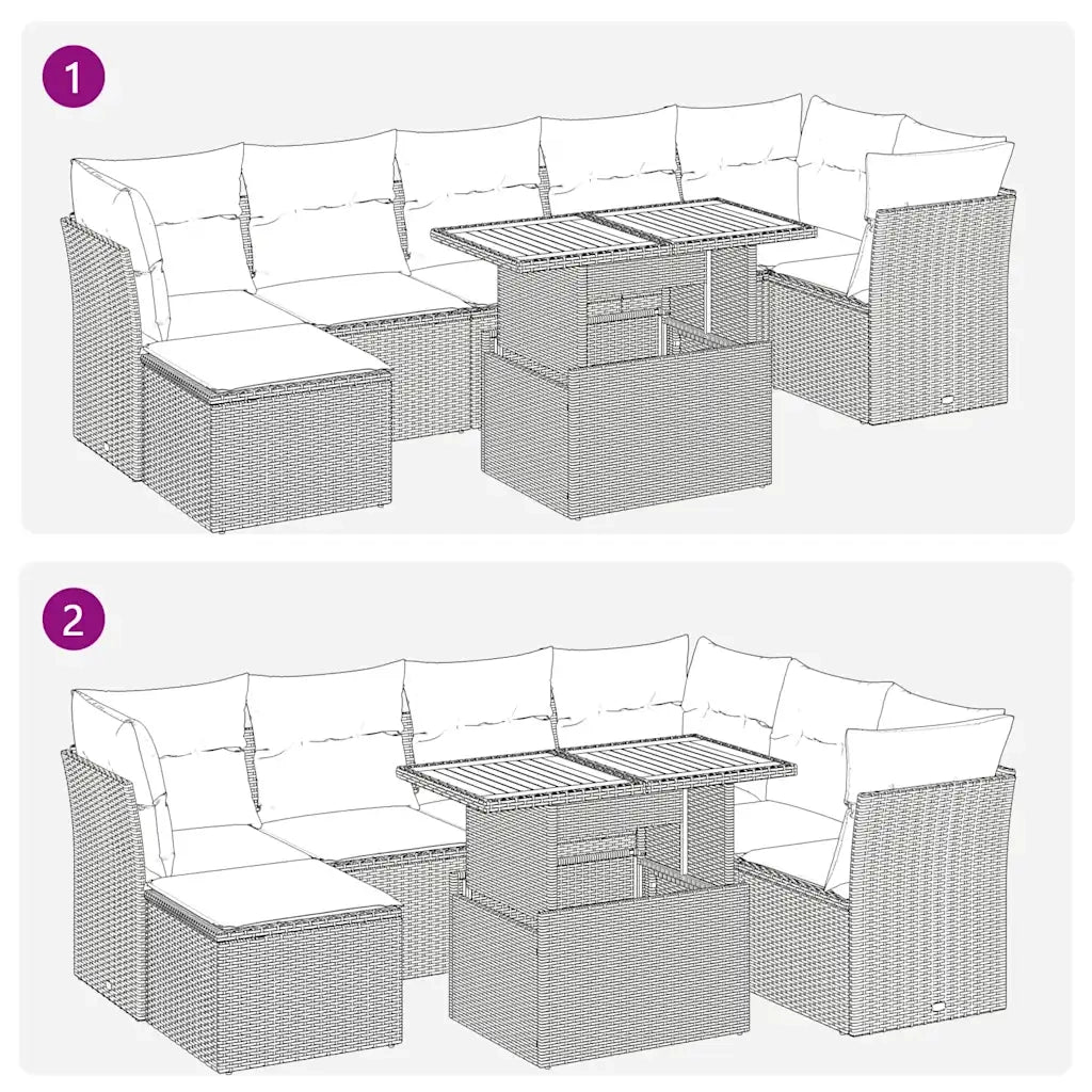 vidaXL Set Divani da Giardino con Cuscini 8 pz Nero in Polyrattan