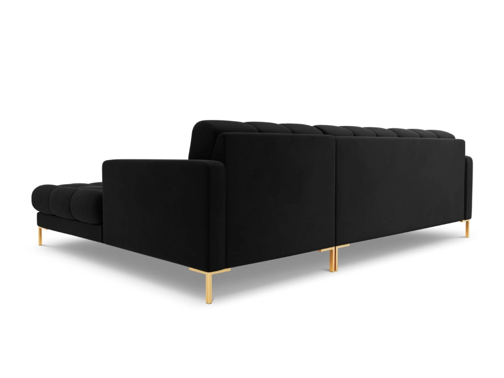 Cosmopolitan Design - Divano angolare destro "Bali" 5 posti in velluto nero 